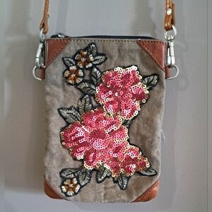 Mona B Floral Embroidered Crossbody Bag